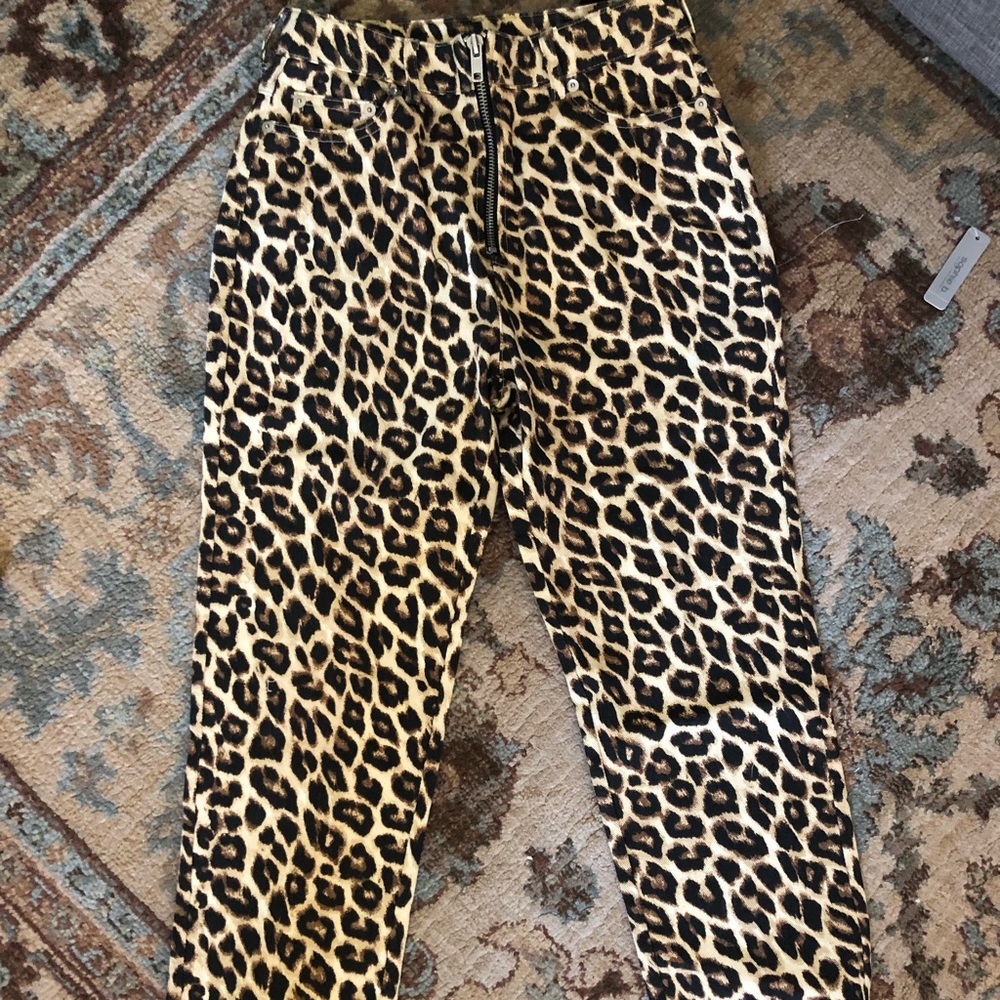 Leopard Print Pants with Zip
